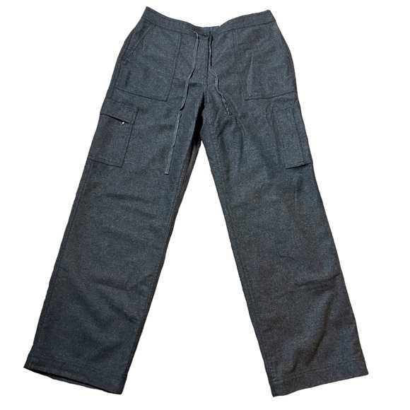 Eddie Bauer Womens Grey Cargo Wool Blend Pants with Drawstring Size 12 - Picture 1 of 10